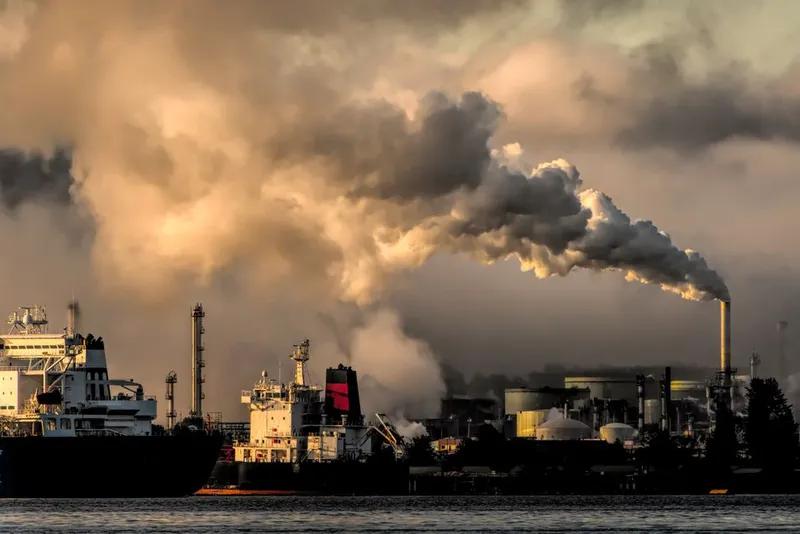Industrial emissions from a fossil fuel power station